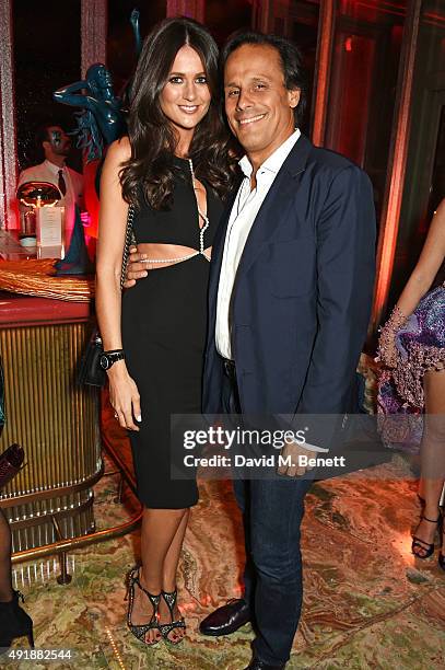 Kim Johnson and Arun Nayar attend the launch of Sexy Fish, London in Berkeley Square on October 8, 2015 in London, England.