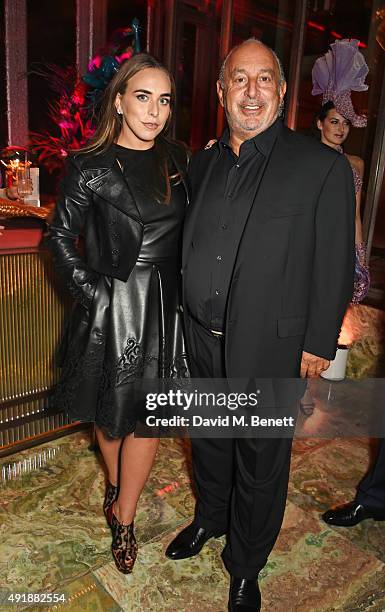 Chloe Green and Sir Philip Green attend the launch of Sexy Fish, London in Berkeley Square on October 8, 2015 in London, England.