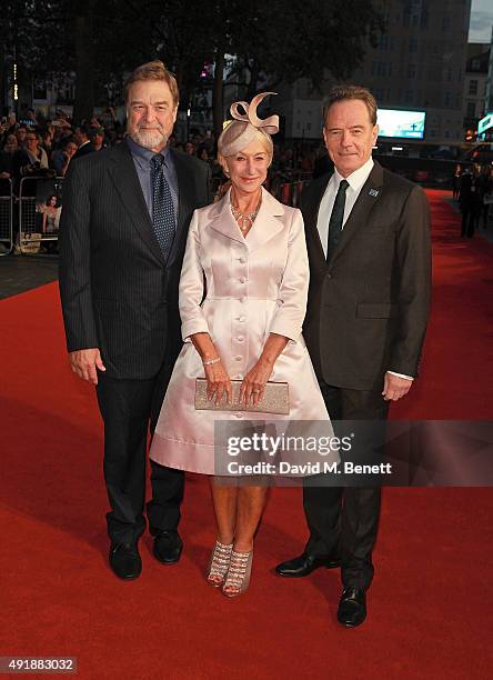 John Goodman, Helen Mirren and Bryan Cranston attend the Accenture Gala Screening of "Trumbo" during the BFI London Film Festival at Odeon Leicester...