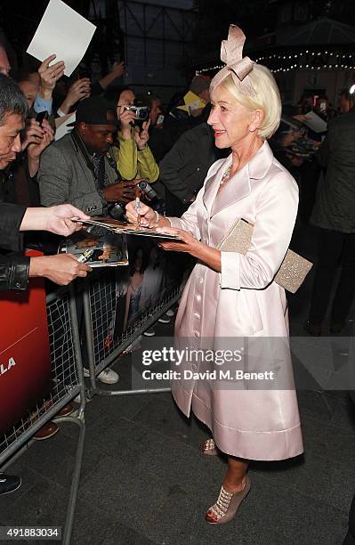 Helen Mirren attends the Accenture Gala Screening of "Trumbo" during the BFI London Film Festival at Odeon Leicester Square on October 8, 2015 in...