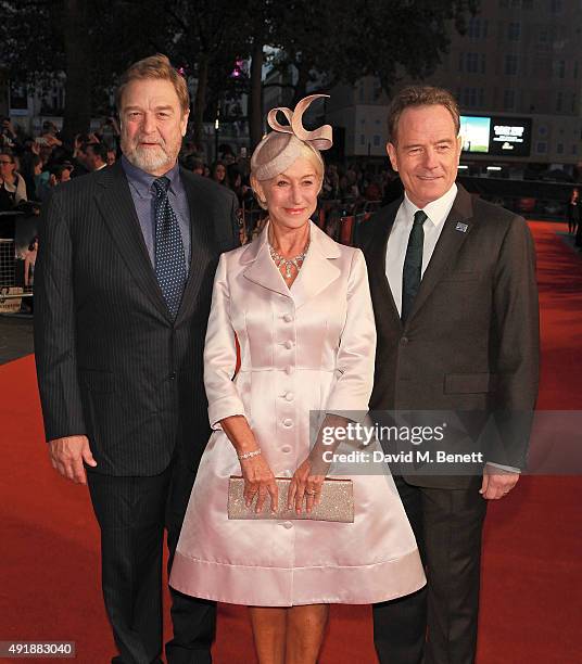 John Goodman, Helen Mirren and Bryan Cranston attend the Accenture Gala Screening of "Trumbo" during the BFI London Film Festival at Odeon Leicester...