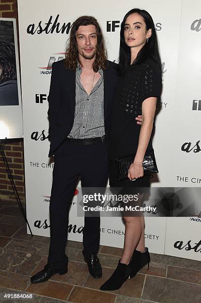 Actors Benedict Samuel and Krysten Ritter attend a screening of IFC Films' "Asthma" hosted by The Cinema Society and Northwest at Roxy Hotel on...