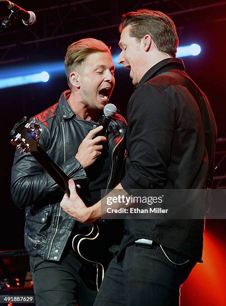 Singer Ryan Tedder and guitarist Zach Filkins of OneRepublic perform during Tiger Jam 2014 at the Mandalay Bay Events Center on May 17, 2014 in Las...