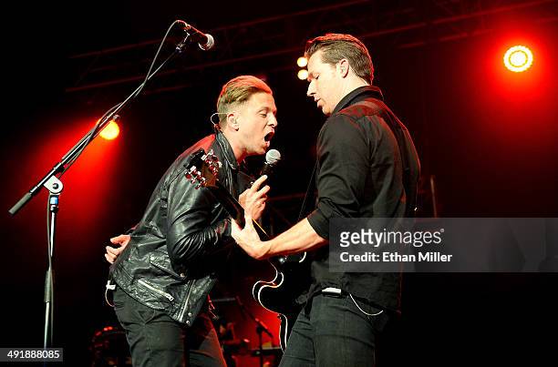 Singer Ryan Tedder and guitarist Zach Filkins of OneRepublic perform during Tiger Jam 2014 at the Mandalay Bay Events Center on May 17, 2014 in Las...