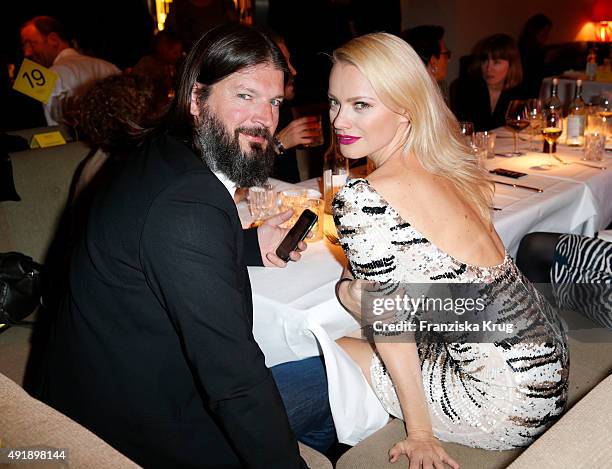 Franziska Knuppe and her husband Christian Moestl attend the 5th anniversary celebrations of the GRAZIA magazine at Grill Royal on October 08, 2015...