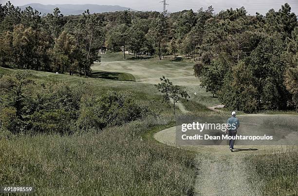 Paul McGinley of Ireland walks on the 1st hole during Day 3 of the Open de Espana held at PGA Catalunya Resort on May 17, 2014 in Girona, Spain.