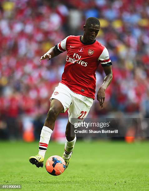 Yaya Sanogo of Arsenal in action during the FA Cup with Budweiser Final match between Arsenal and Hull City at Wembley Stadium on May 17, 2014 in...