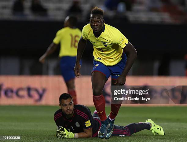 Felipe Caicedo, of Ecuador, celebrates after scoring the second goal during a match between Argentina and Ecuador as part of FIFA 2018 World Cup...