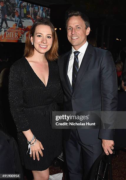 Olympic Champion Figure Skater Sarah Hughes and Seth Meyers attend the 2015 Friends of Hudson River Park Gala at Hudson River Park's Pier 62 on...