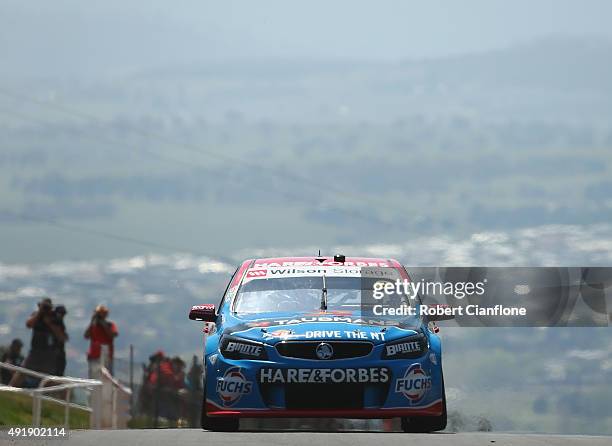 Jason Bright drives the Team BOC Holden during practice for the Bathurst 1000, which is race 25 of the V8 Supercars Championship at Mount Panorama on...