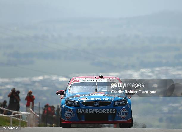 Jason Bright drives the Team BOC Holden during practice for the Bathurst 1000, which is race 25 of the V8 Supercars Championship at Mount Panorama on...