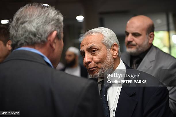 Egyptian-born and educated Australian Muslim scholar and Grand Mufti of Australia Ibrahim Abu Mohamed speaks with the media after a meeting with...