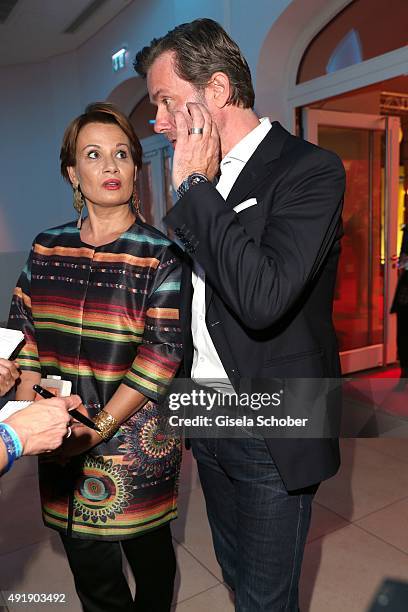 John Juergens, son of Udo Juergens and his sister Jenny Juergens, daughter of Udo Juergens during the Munich premiere of the musical 'Ich war noch...