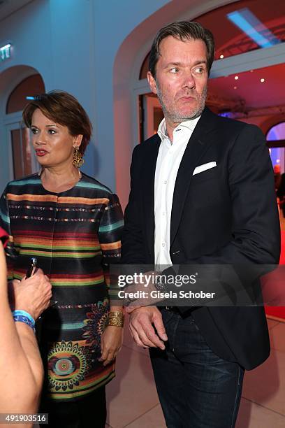 John Juergens, son of Udo Juergens and his sister Jenny Juergens, daughter of Udo Juergens during the Munich premiere of the musical 'Ich war noch...