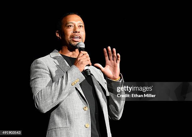 Golfer Tiger Woods speaks during Tiger Jam 2014 at the Mandalay Bay Events Center on May 17, 2014 in Las Vegas, Nevada.