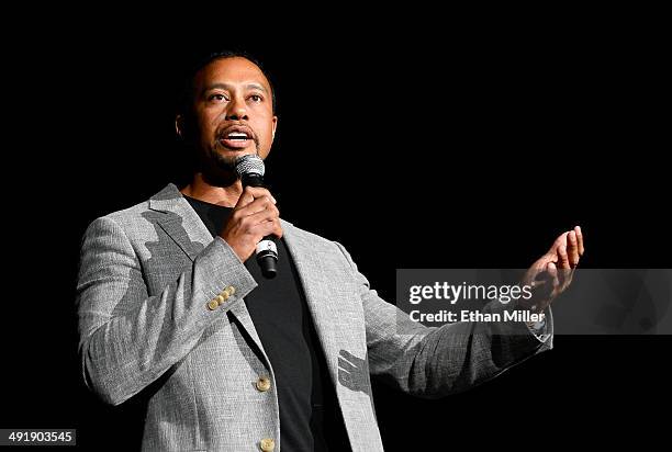 Golfer Tiger Woods speaks during Tiger Jam 2014 at the Mandalay Bay Events Center on May 17, 2014 in Las Vegas, Nevada.