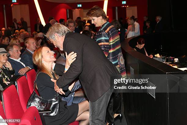 Isabella Becker, partner of Fredy Burger, David Carreras Sole, Jenny Juergens during the Munich premiere of the musical 'Ich war noch niemals in New...