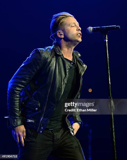 Singer Ryan Tedder of OneRepublic performs during Tiger Jam 2014 at the Mandalay Bay Events Center on May 17, 2014 in Las Vegas, Nevada.