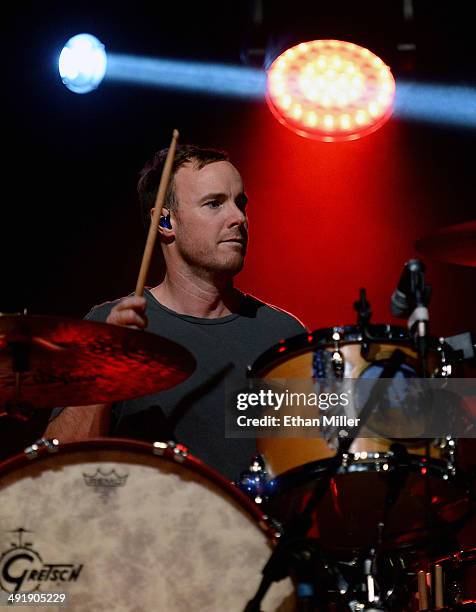 Drummer Eddie Fisher of OneRepublic performs during Tiger Jam 2014 at the Mandalay Bay Events Center on May 17, 2014 in Las Vegas, Nevada.