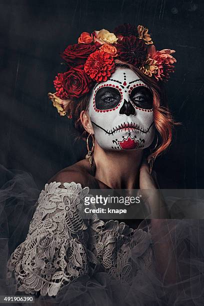 sugar skull creative make up for halloween - sugar skull 個照片及圖片檔