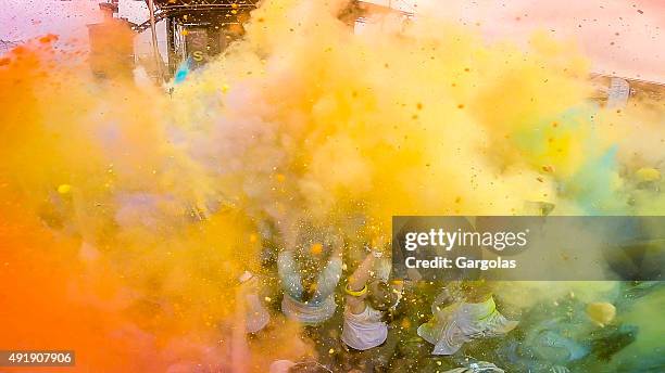 color run in montreal, canada - paint race stock pictures, royalty-free photos & images