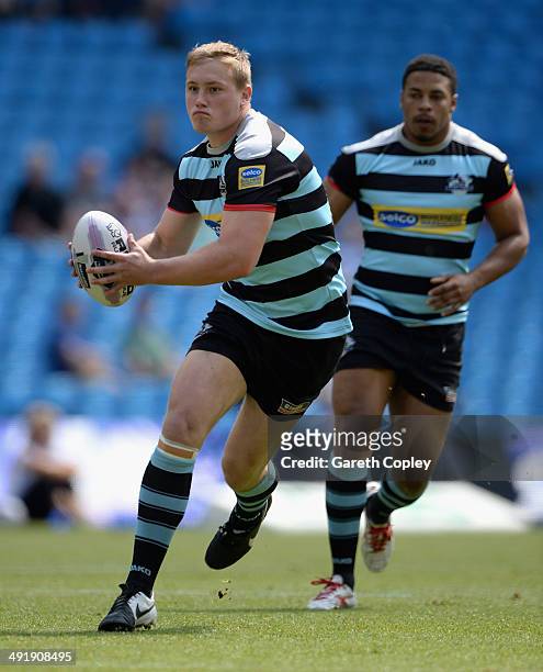 James Greenwood of London Broncos in action during the Super League match between London Broncos and Catalan Dragons at Etihad Stadium on May 17,...