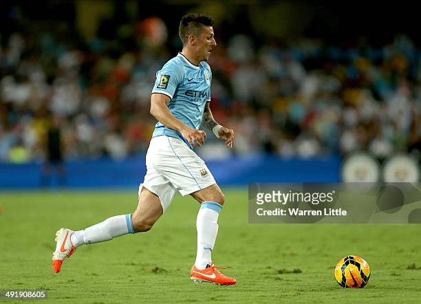 Stevan Jovetic of Manchester City in action during the friendly match between Al Ain and Manchester City at Hazza bin Zayed Stadium on May 15, 2014...