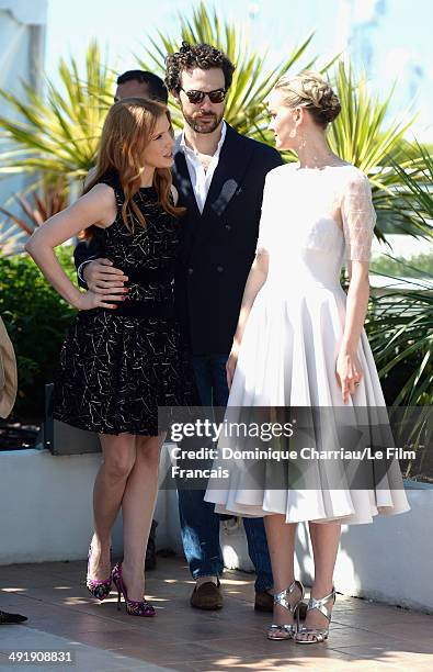 Actors Jess Weixler, Gian Luca Passi De Preposulo and Jessica Chastain attend "The Disappearance Of Eleanor Rigby" photocall at the 67th Annual...