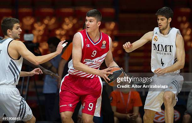 Vojislav Stojanovic, #9 of Crvena Zvezda TelekomcoBelgrade in action during the Nike International Junior Tournament game between Crvena Zvezda...