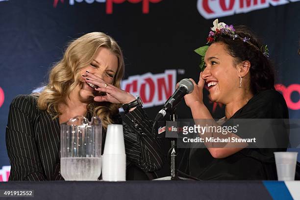 Actresses Natalie Dormer and Keisha Castle-Hughes attend Game of Thrones: A Panel of Ice and Fire during New York Comic-Con Day 1 at The Jacob K....