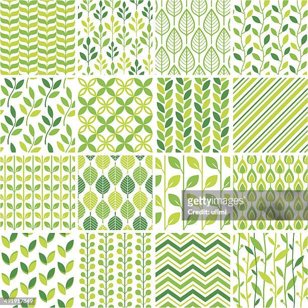 seamless green graphic pattern set - easy stock illustrations