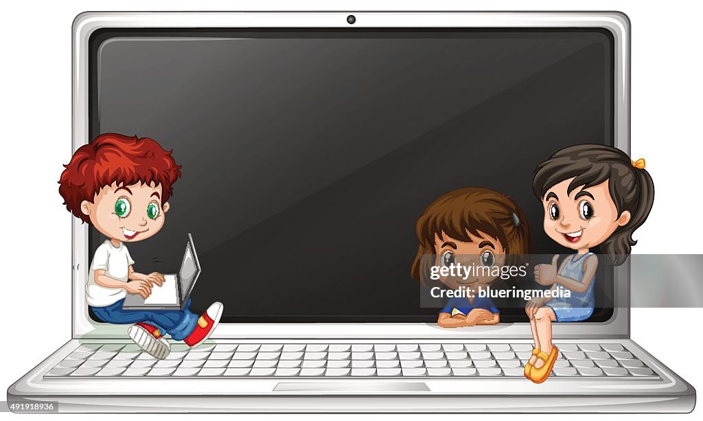 Computer Icon Child Children And Laptop Computer High-Res Vector Graphic - Getty Images