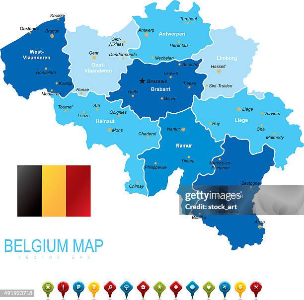 belgium blue map - bergen stock illustrations