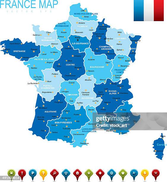 stockillustraties, clipart, cartoons en iconen met france map - frankrijk