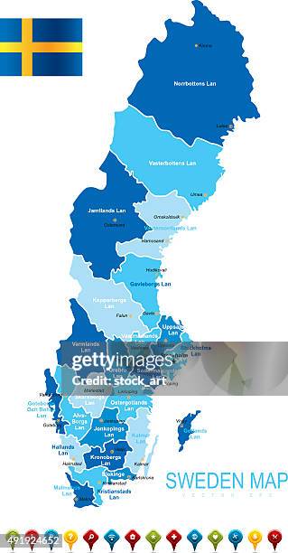 ilustraciones, imágenes clip art, dibujos animados e iconos de stock de mapa de suecia - swedish map
