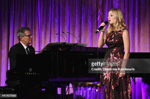 David Foster and Jackie Evancho perform onstage during the Global Lyme Alliance "Uniting for a Lyme-Free World" Inaugural Gala at Cipriani 42nd...
