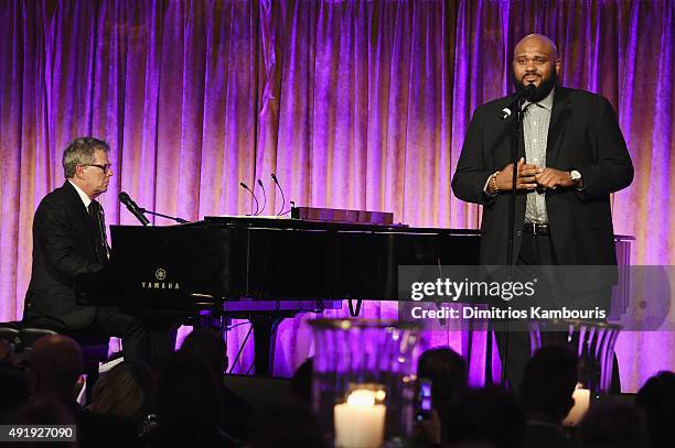 David Foster and Ruben Studdard perform onstage during the Global Lyme Alliance "Uniting for a Lyme-Free World" Inaugural Gala at Cipriani 42nd...