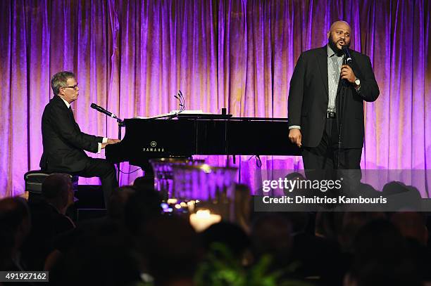 David Foster and Ruben Studdard perform onstage during the Global Lyme Alliance "Uniting for a Lyme-Free World" Inaugural Gala at Cipriani 42nd...