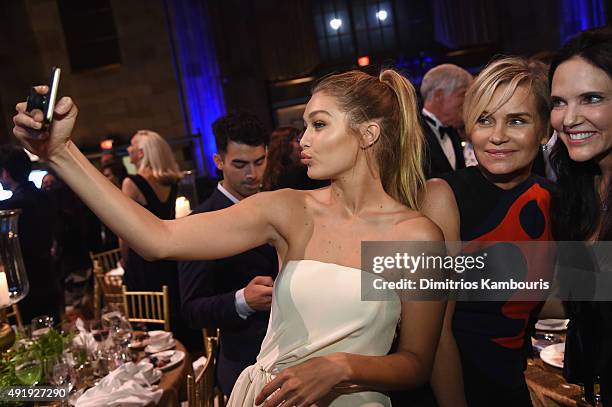Gigi Hadid and Yolanda Foster attend the Global Lyme Alliance "Uniting for a Lyme-Free World" Inaugural Gala at Cipriani 42nd Street on October 8,...