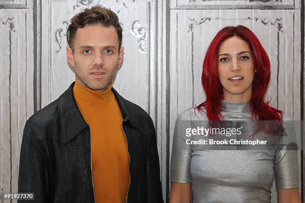 Lizzy Plapinger and Max Hershenow of the band MS MR attend AOL Build to discuss their latest release "How Does It Feel" at AOL Studios In New York on...