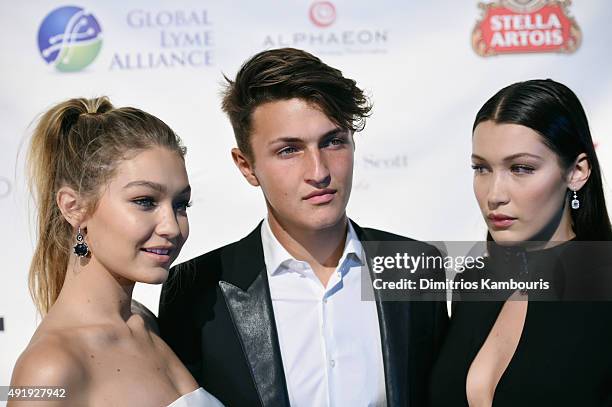 Gigi Hadid, Anwar Hadid and Bella Hadid attend the Global Lyme Alliance "Uniting for a Lyme-Free World" Inaugural Gala at Cipriani 42nd Street on...