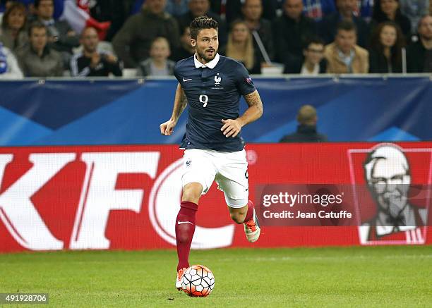 Olivier Giroud of France in action during the international friendly match between France and Armenia at Allianz Riviera stadium on October 8, 2015...