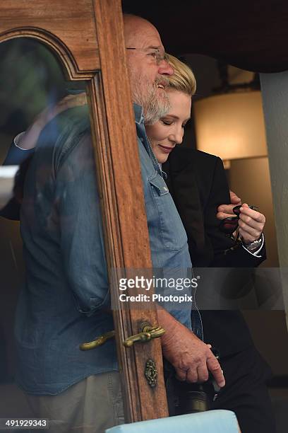 Peter Lindbergh and Cate Blanchett are seen while filming for the International Watch Company on May 18, 2014 in Portofino, Italy.