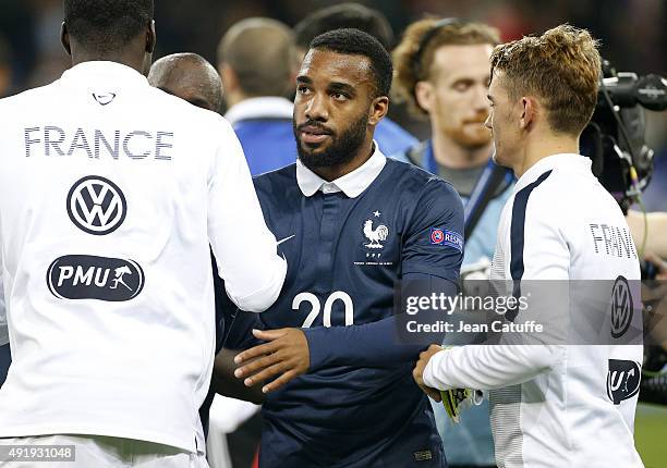 Alexandre Lacazette of France looks on after the international friendly match between France and Armenia at Allianz Riviera stadium on October 8,...