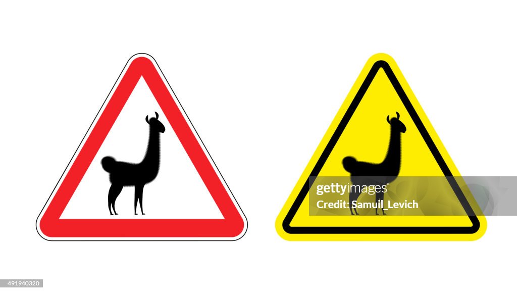 Lama Visual Sign Warning Sign Attention Lama Hazard Yellow Sign Wild Animal Alp High-Res ...