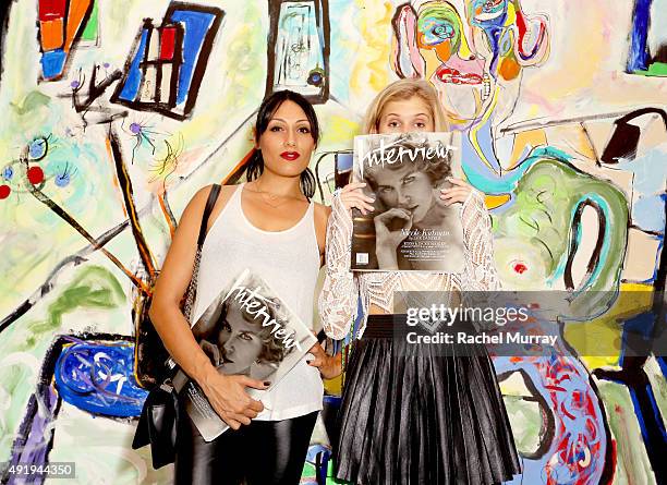 Actresses Tehmina Sunny and Leah Clark attend the opening night of "Immovable Thoughts" by artist Alexander Yulish With Media Partner Interview...