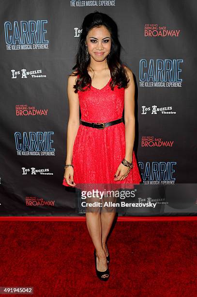 Actress Ashley Argota attends the "Carrie The Killer Musical Experience" opening night red carpet at Los Angeles Theatre on October 8, 2015 in Los...