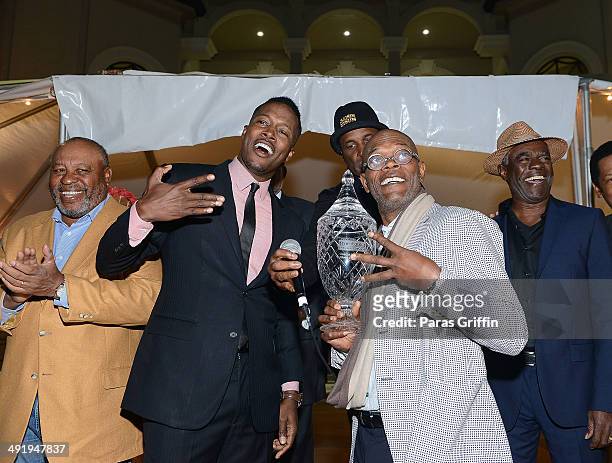 Earl Billings, Flex Alexander, Kenny Leon, Samuel L. Jackson, and Glynn Turman onstage at 2014 Blues In The Night on May 17, 2014 in Atlanta, Georgia.