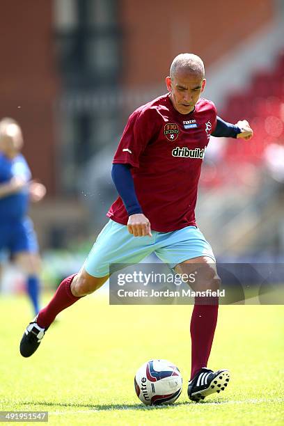 Paolo Di Canio of 'Hammers Heroes' in action during the Football30 Elite Legends Tournament at Brisbane Road on May 18, 2014 in London, England.