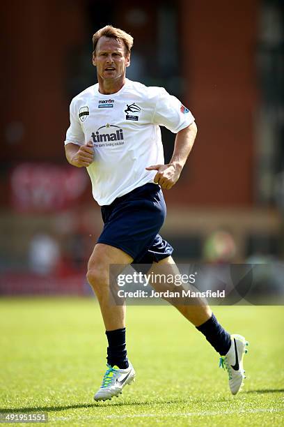 Teddy Sheringham of 'Super Spurs' in action during the Football30 Elite Legends Tournament at Brisbane Road on May 18, 2014 in London, England.